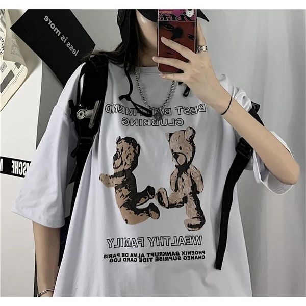 gothic letter hip-hop tide brand bear print short-sleeved t shirt female harajuku style loose casual wild tee, White
gothic letter hip-hop tide brand bear print short-sleeved t shirt female harajuku style loose casual wild tee, White