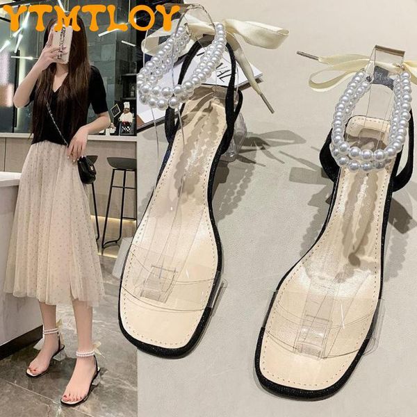 sandals female summer 2021 wild mid-heel transparent pearl strap bow open-toed crystal thick heel fairy style, Black
sandals female summer 2021 wild mid-heel transparent pearl strap bow open-toed crystal thick heel fairy style, Black