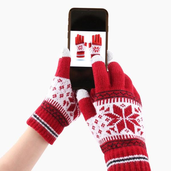 five fingers gloves 1 pair winter female snowflake print touch screen thicken warm knitted full finger women outdoor riding, Blue;gray
five fingers gloves 1 pair winter female snowflake print touch screen thicken warm knitted full finger women outdoor riding, Blue;gray