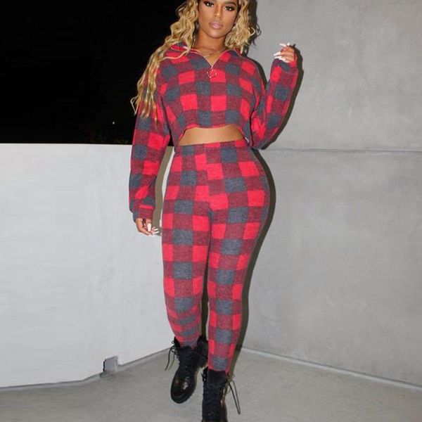 women's two piece pants vintage style plaid print sweatsuit woman zipper up full sleeve crop hoodie+high wiast skinny trouser street we, White
women's two piece pants vintage style plaid print sweatsuit woman zipper up full sleeve crop hoodie+high wiast skinny trouser street we, White