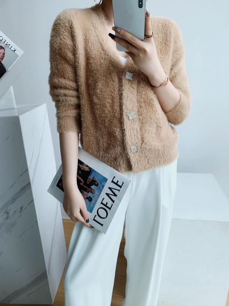 women's jackets 2021 fall solid color knitted cardigans sweater women korean chic long sleeve coat elegant lady fashion female, Black;brown
women's jackets 2021 fall solid color knitted cardigans sweater women korean chic long sleeve coat elegant lady fashion female, Black;brown
