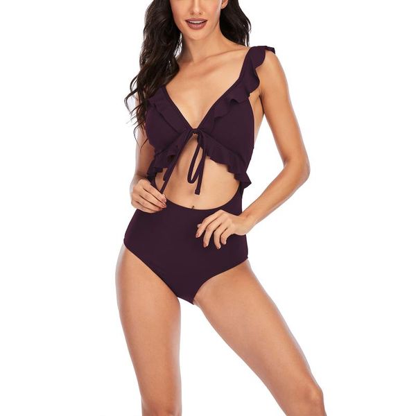 women's swimwear hirigin fashion solid color swimsuit ruffled lace-up deep v-neck hollowed high waist hollow out jumpsuit, White;black
women's swimwear hirigin fashion solid color swimsuit ruffled lace-up deep v-neck hollowed high waist hollow out jumpsuit, White;black