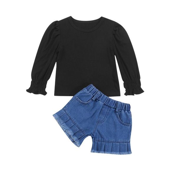 clothing sets girls casual two-piece clothes set, black solid color round collar knitwear and shorts, White
clothing sets girls casual two-piece clothes set, black solid color round collar knitwear and shorts, White