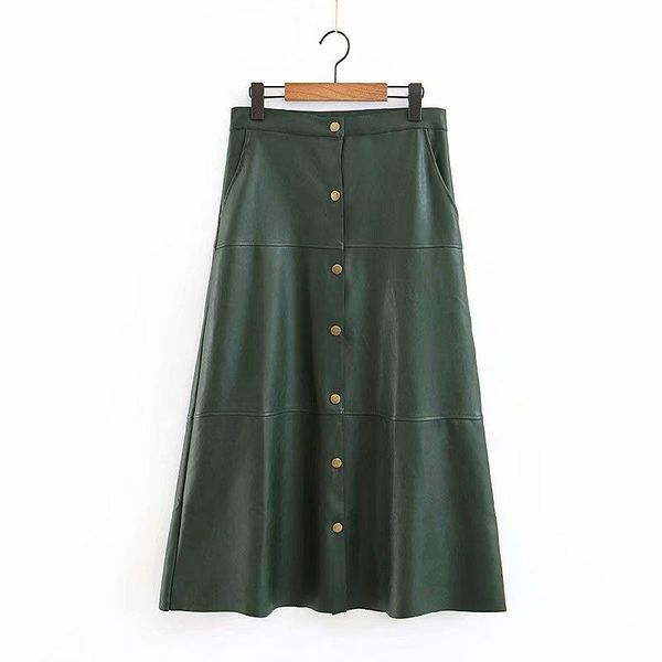 skirts spring 2021 green women vintage faux leather pu long a-line skirt high waist button pockets female mid calf faldas mujer, Black
skirts spring 2021 green women vintage faux leather pu long a-line skirt high waist button pockets female mid calf faldas mujer, Black