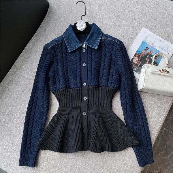 women's jackets autumn winter patchwork knitted denim jacket single breasted cute peplum knit jeans shirt, Black;brown
women's jackets autumn winter patchwork knitted denim jacket single breasted cute peplum knit jeans shirt, Black;brown