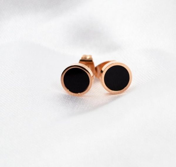 stud brand titanium steel simple round cake black epoxy couple earrings white wild rose gold s005, Golden;silver
stud brand titanium steel simple round cake black epoxy couple earrings white wild rose gold s005, Golden;silver