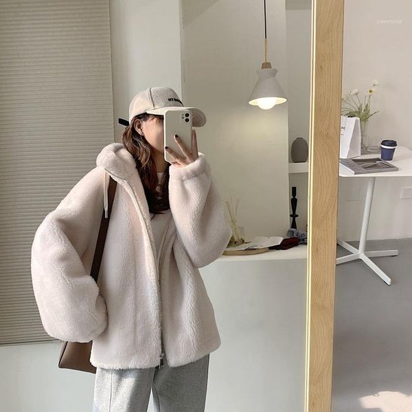 women's fur & faux 2021 winter clothes genuine wool coat women loose hooded casual outerwear female thick warm sheep shearing jacket x5, Black
women's fur & faux 2021 winter clothes genuine wool coat women loose hooded casual outerwear female thick warm sheep shearing jacket x5, Black