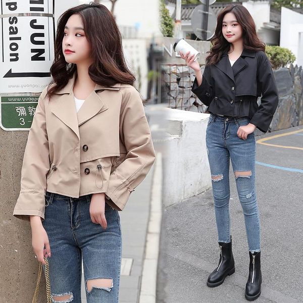women's trench coats spring autumn women coat retro khaki windbreaker short loose casual, Tan;black
women's trench coats spring autumn women coat retro khaki windbreaker short loose casual, Tan;black