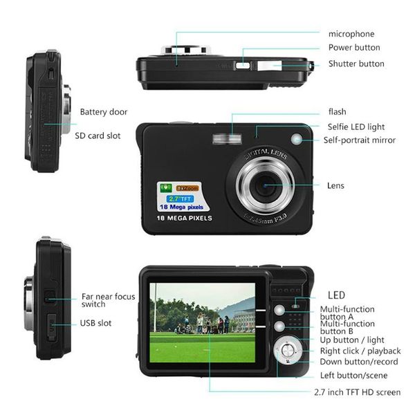 mini cameras 2.7 inch digital camera tft hd screen 18.0mp cmos 3.0mp video recorder camcorders dom668
mini cameras 2.7 inch digital camera tft hd screen 18.0mp cmos 3.0mp video recorder camcorders dom668