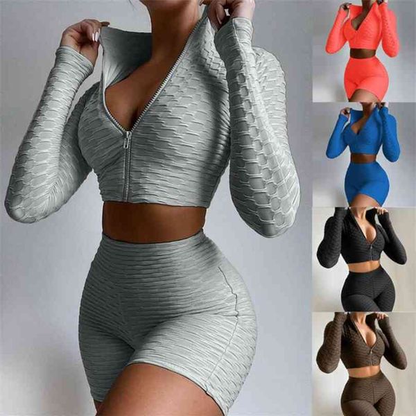 2pcs summer women sport suit gym set seamless shorts long sleeve workout running clothing wear athletic yoga 210802, Gray
2pcs summer women sport suit gym set seamless shorts long sleeve workout running clothing wear athletic yoga 210802, Gray