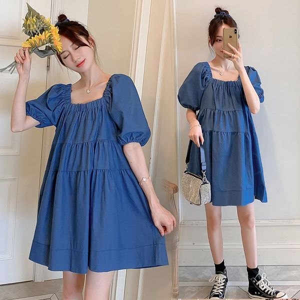 maternity dresses 224# clothes summer denim square collar cute solid color short sleeves loose stylish dress pregnant women mom, White
maternity dresses 224# clothes summer denim square collar cute solid color short sleeves loose stylish dress pregnant women mom, White