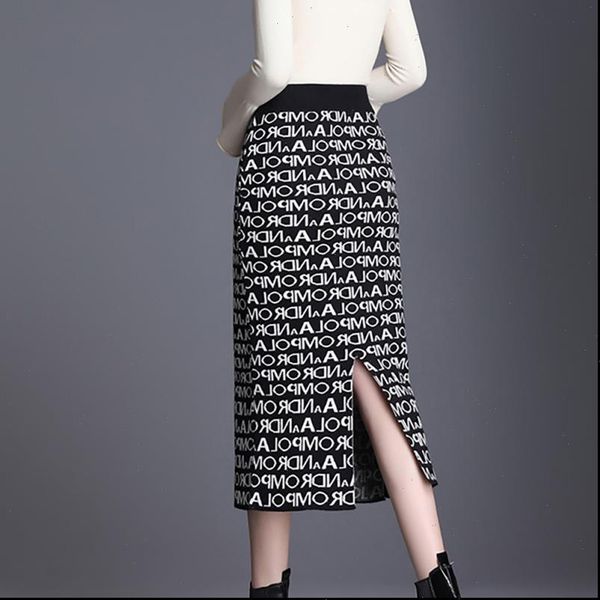 women letters print split skirt knitted skirt female autumn winter long section high waist bag hip, Black
women letters print split skirt knitted skirt female autumn winter long section high waist bag hip, Black