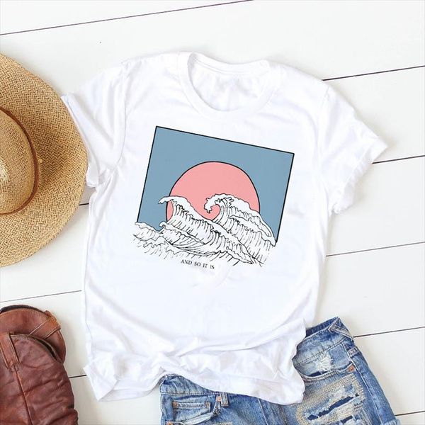 men summer painting sun t shirts wave casual printed short sleeve female mens graphic top, White;black
men summer painting sun t shirts wave casual printed short sleeve female mens graphic top, White;black
