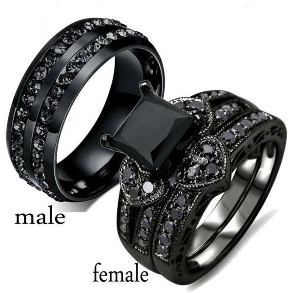 wedding rings titanium steel inlay and womens black gold princess cut heart cz crystal engagement band bridal set jewelry, Slivery;golden
wedding rings titanium steel inlay and womens black gold princess cut heart cz crystal engagement band bridal set jewelry, Slivery;golden