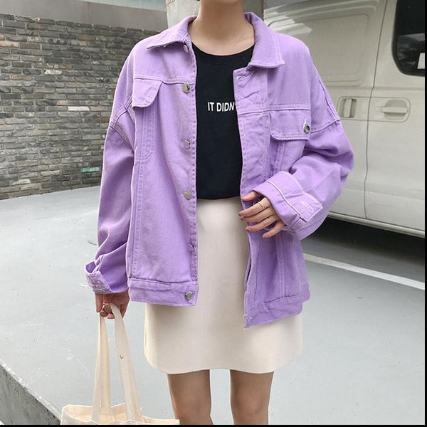 jeans jacket women loose purple denim jacket femme 2021 preppy style bomber jacket basic coats womens f6600, Black;brown
jeans jacket women loose purple denim jacket femme 2021 preppy style bomber jacket basic coats womens f6600, Black;brown