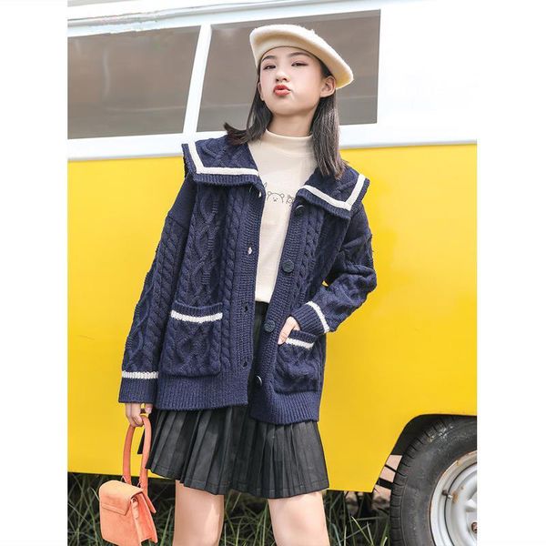 women's sweaters navy cardigan women's knitted or crocheted outwear sweater two pocket female sailor hglj, White;black
women's sweaters navy cardigan women's knitted or crocheted outwear sweater two pocket female sailor hglj, White;black