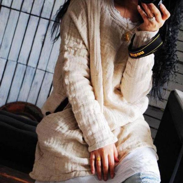 2021 winter original art loose double layer flax woven t shirt women long irregular hem cotton linen plus size t-shirt, White
2021 winter original art loose double layer flax woven t shirt women long irregular hem cotton linen plus size t-shirt, White