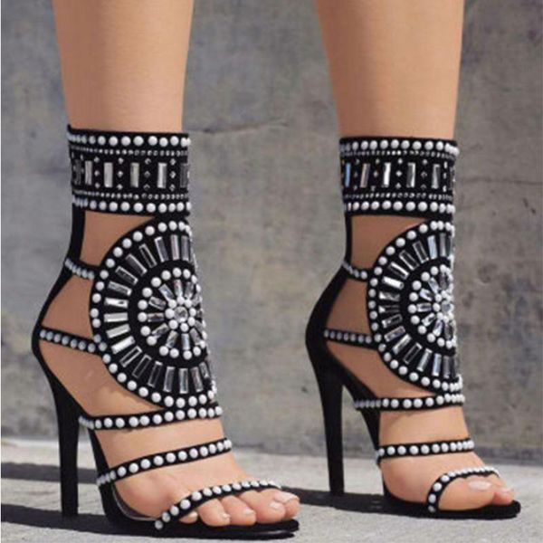 fish mouth sandals woman fine heel high help hollow out rhinestone high heel net boots, Black
fish mouth sandals woman fine heel high help hollow out rhinestone high heel net boots, Black