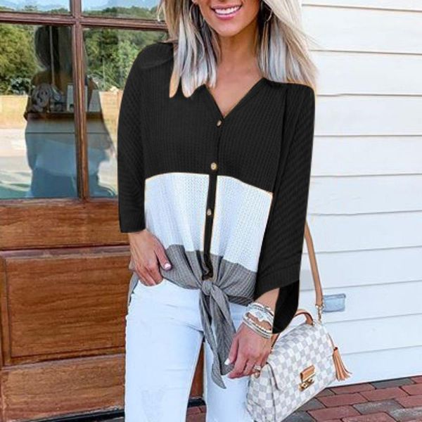 women's t-shirt ladies v-neck colorblock long sleeve waffle knit loose-fit batwing shirt suitable for daily wear outdoor activities dat, White
women's t-shirt ladies v-neck colorblock long sleeve waffle knit loose-fit batwing shirt suitable for daily wear outdoor activities dat, White