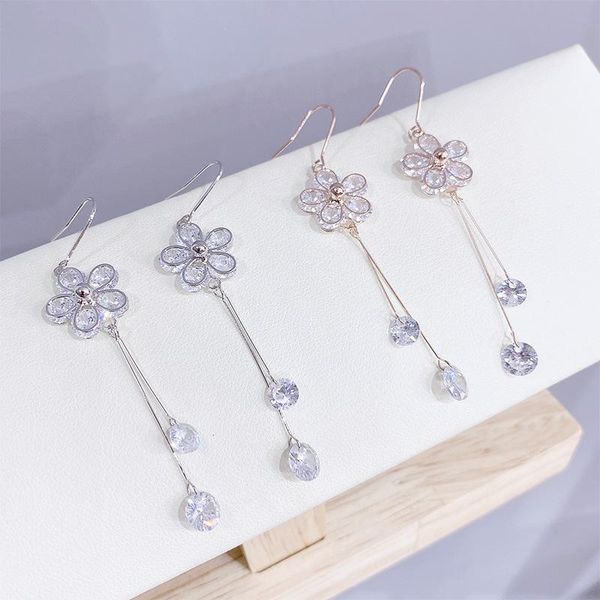 dangle & chandelier delicate 14k real gold flower earrings for women luxury zircon cz long gift, Silver
dangle & chandelier delicate 14k real gold flower earrings for women luxury zircon cz long gift, Silver