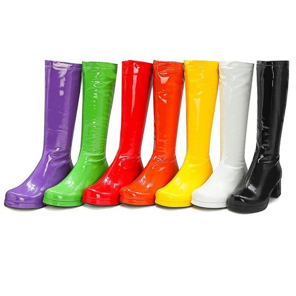 boots candy patent leather knee high women yellow pink red green women's block heels platform long shoes ladies, Black
boots candy patent leather knee high women yellow pink red green women's block heels platform long shoes ladies, Black