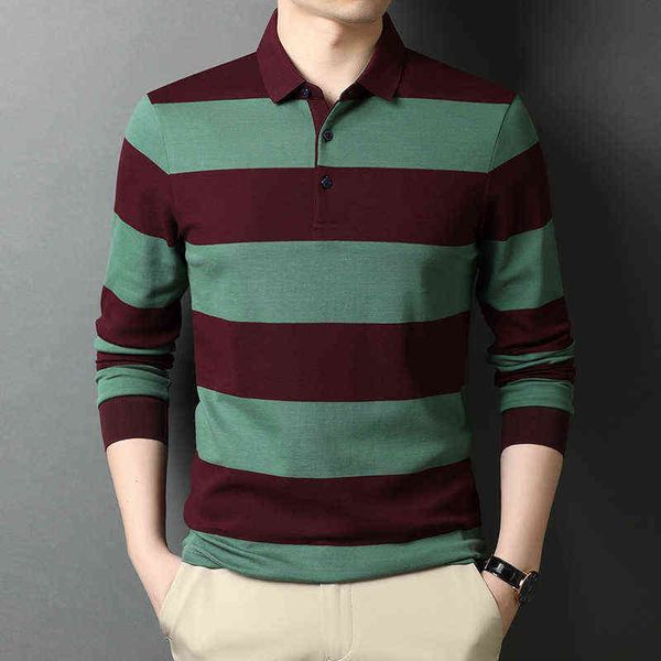 men's long sleeved cotton t- 2021 spring and autumn busins casual men's loose striped polo bottomed shirt, White;black
men's long sleeved cotton t- 2021 spring and autumn busins casual men's loose striped polo bottomed shirt, White;black
