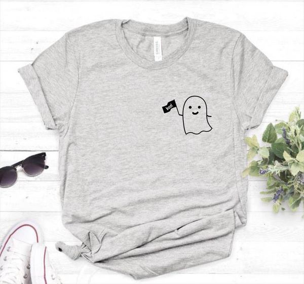 halloween ghost boo pocket mens and womens print women cotton funny for lady yong girl tee drop ship, White;black 
halloween ghost boo pocket mens and womens print women cotton funny for lady yong girl tee drop ship, White;black