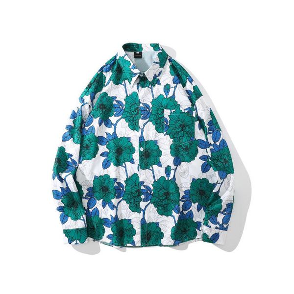 men's casual shirts brand hip hop flower print long sleeve blouse streetwear coats mens fashion harajuku loose shirt button, White;black
men's casual shirts brand hip hop flower print long sleeve blouse streetwear coats mens fashion harajuku loose shirt button, White;black