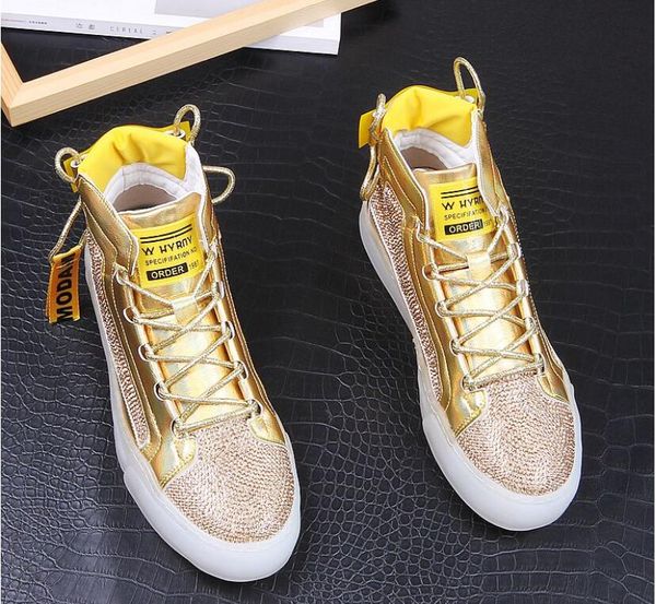 men fashion gold silver tcausal ankle boots autumn leather breathable high leisure sneakers male youth trending, Black
men fashion gold silver tcausal ankle boots autumn leather breathable high leisure sneakers male youth trending, Black