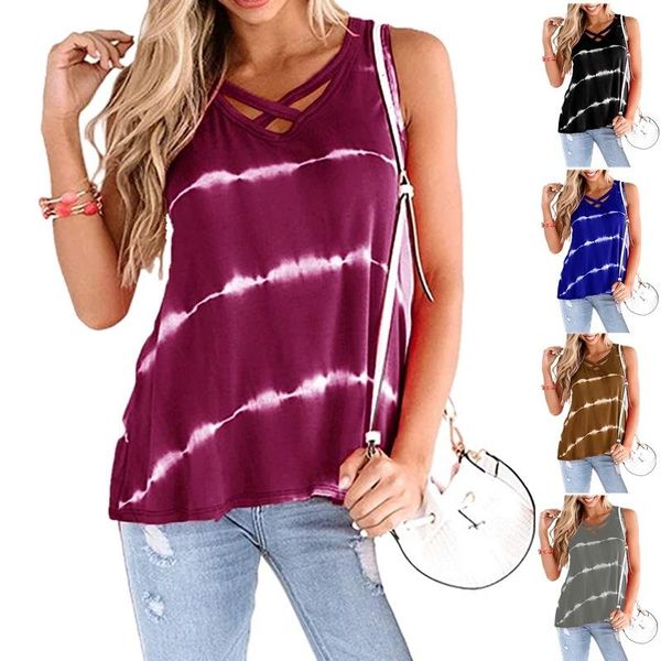 women's t-shirt summer vest women sleeveless t shirt cross strap v neck striped print casual ladies beach tees, White
women's t-shirt summer vest women sleeveless t shirt cross strap v neck striped print casual ladies beach tees, White