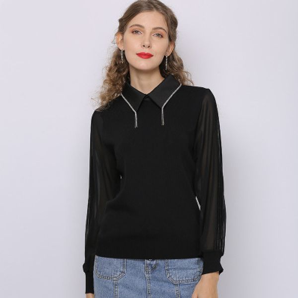 2021 new fashion autumn solid nightgown long tempers ladies lapel pullovers commute cnbr, White;black
2021 new fashion autumn solid nightgown long tempers ladies lapel pullovers commute cnbr, White;black