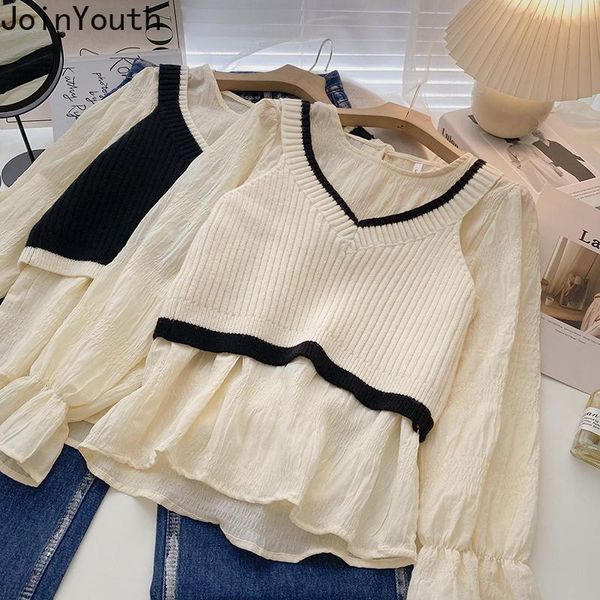 women's blouses & shirts joinyouth fashion suit women autumn 2021 korean knitted cropped sling all-match solid vintage long-sleeve shir, White
women's blouses & shirts joinyouth fashion suit women autumn 2021 korean knitted cropped sling all-match solid vintage long-sleeve shir, White