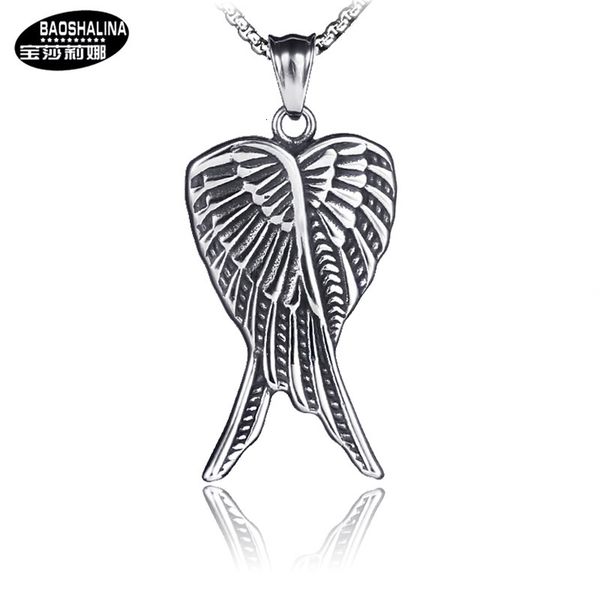 hip hop street fashion male angel necklace stainless steel wing pendant, Silver
hip hop street fashion male angel necklace stainless steel wing pendant, Silver