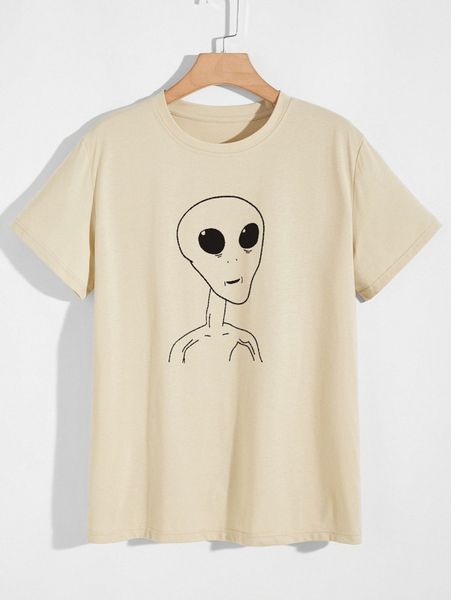 romwe guys alien print tee g3rl#, White;black 
romwe guys alien print tee g3rl#, White;black
