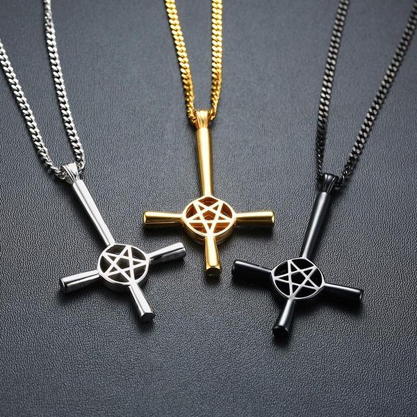 pendant necklaces zorcvens 2021 inverted cross pentagram star necklace for men stainless steel lucifer satan male jewelry, Silver
pendant necklaces zorcvens 2021 inverted cross pentagram star necklace for men stainless steel lucifer satan male jewelry, Silver