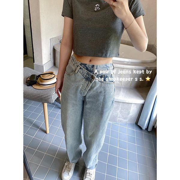 women's jeans chuan 2021 summer washing inclined buckle cowboy straight female han edition easy leisure trousers 0126 mop pants, Blue
women's jeans chuan 2021 summer washing inclined buckle cowboy straight female han edition easy leisure trousers 0126 mop pants, Blue