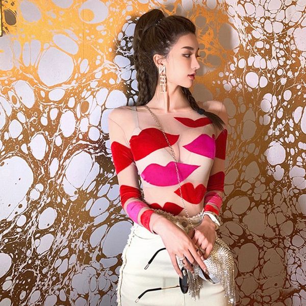 spring women blouse summer big red mouth appliques club tees ladies fashion slim tees shirts ns599 210225, White
spring women blouse summer big red mouth appliques club tees ladies fashion slim tees shirts ns599 210225, White