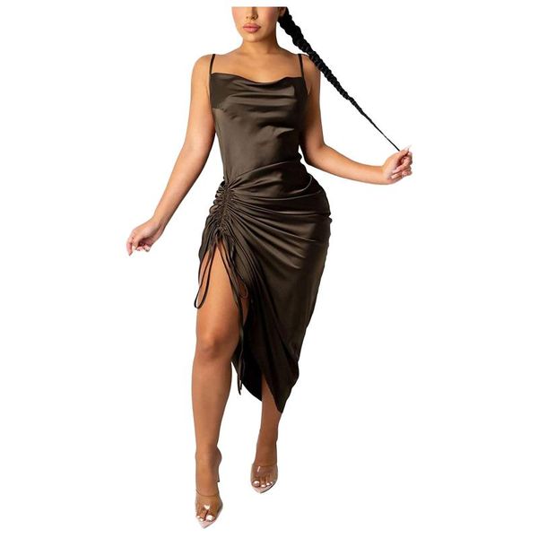 casual dresses ruched satin summer dress drawstring spaghetti straps cowl neck backless long for women party vestidos 2021, Black;gray
casual dresses ruched satin summer dress drawstring spaghetti straps cowl neck backless long for women party vestidos 2021, Black;gray