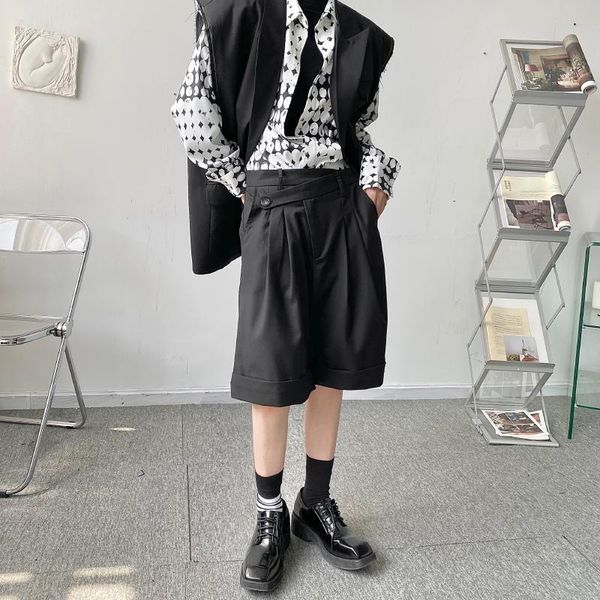 men's shorts summer large personalized cut waistline loose wide leg capris mid pants trendy korean straight tube harem, White;black
men's shorts summer large personalized cut waistline loose wide leg capris mid pants trendy korean straight tube harem, White;black