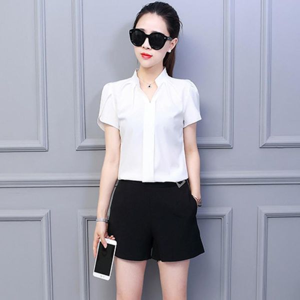 women's blouses & shirts 2021 spring and summer blouse chic short sleeve v-neck slim casual woman bottom blusas, White
women's blouses & shirts 2021 spring and summer blouse chic short sleeve v-neck slim casual woman bottom blusas, White