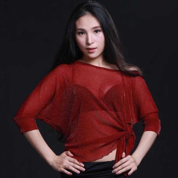 stage wear belly dance costumes dancing clothing women bat sleeve practice blouse costume silver wire dn1295, Black;red
stage wear belly dance costumes dancing clothing women bat sleeve practice blouse costume silver wire dn1295, Black;red