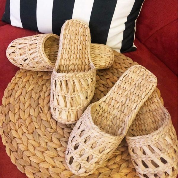 slippers summer fashion home women's straw couple cane shoes handmade natural style comfortable sandals, Black
slippers summer fashion home women's straw couple cane shoes handmade natural style comfortable sandals, Black