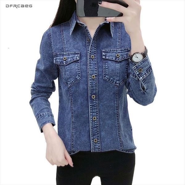 basic vintage denim womens shirt spring autumn casual long sleeve cotton washed blue jeans blouse clothes femme, White
basic vintage denim womens shirt spring autumn casual long sleeve cotton washed blue jeans blouse clothes femme, White