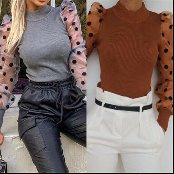 women sheer sleeve shirt mesh blouse high neck polka dot autumn winter puff long sleeve lace shirts, White
women sheer sleeve shirt mesh blouse high neck polka dot autumn winter puff long sleeve lace shirts, White