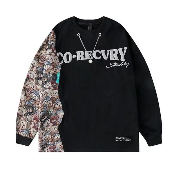 men's hoodies & sweatshirts 2021 fashion stitched streetwear hip hop coats cartoon printing long sleeves round neck pullover, Black
men's hoodies & sweatshirts 2021 fashion stitched streetwear hip hop coats cartoon printing long sleeves round neck pullover, Black