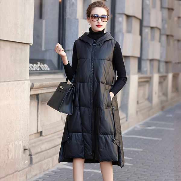 2021 new long genuine leather vest retro jacket real coat hooded women sheep fur black jackets winter warm coats female 4a5c
2021 new long genuine leather vest retro jacket real coat hooded women sheep fur black jackets winter warm coats female 4a5c