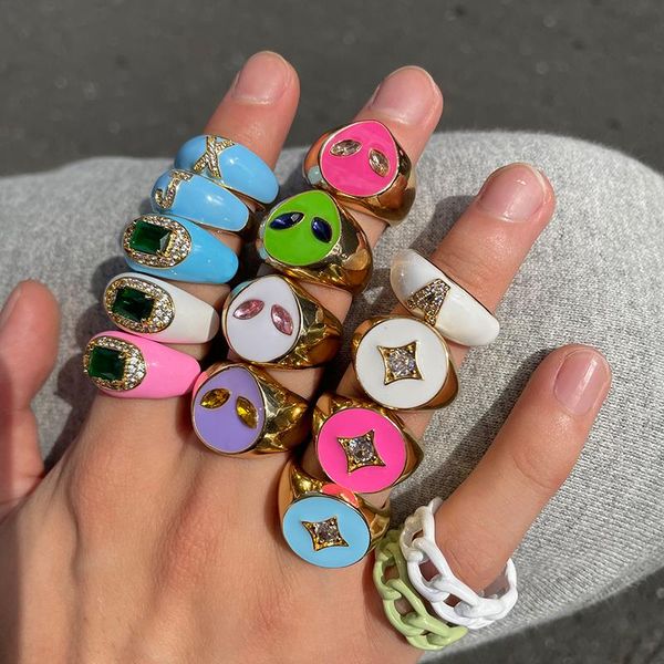 cluster rings feehow trendy geometric chain alien alloy for women colorful enamel crystal couple jewelry summer beach travel gifts, Golden;silver
cluster rings feehow trendy geometric chain alien alloy for women colorful enamel crystal couple jewelry summer beach travel gifts, Golden;silver