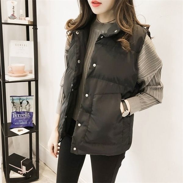 women waistcoat stand collar warm down cotton thicken sleeveless fashion vest outwear girls wild short jacket, Black;white
women waistcoat stand collar warm down cotton thicken sleeveless fashion vest outwear girls wild short jacket, Black;white