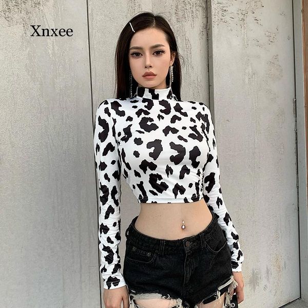 women's t-shirt skinny tie dye women t shirt harajuku slim milk cow print stand collar long sleeve crop tee fashion clothes, White
women's t-shirt skinny tie dye women t shirt harajuku slim milk cow print stand collar long sleeve crop tee fashion clothes, White
