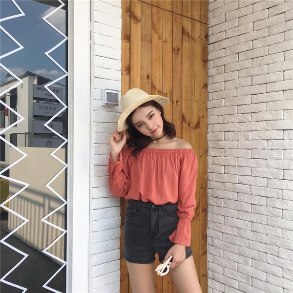 women's blouses & shirts simple solid all match fashion slim flare sleeve female, White
women's blouses & shirts simple solid all match fashion slim flare sleeve female, White